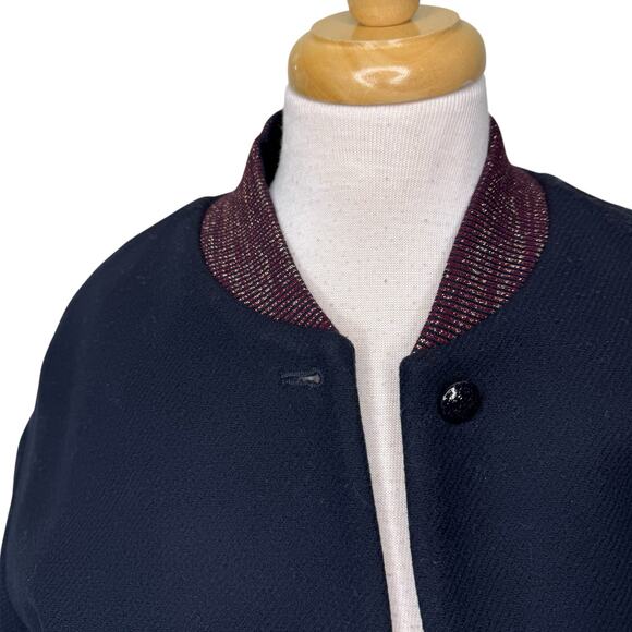 Des Petits Hauts MAURICETTE Stadium Coat Wool Marine Navy Size 1/Small - Picture 11 of 13